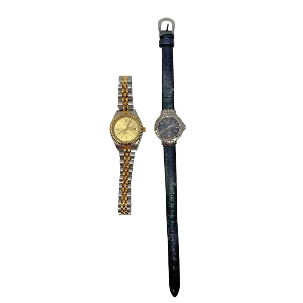 Lot of 2 Helbros & Carriage Timex Watches Quartz Untested Needs Batteries READ